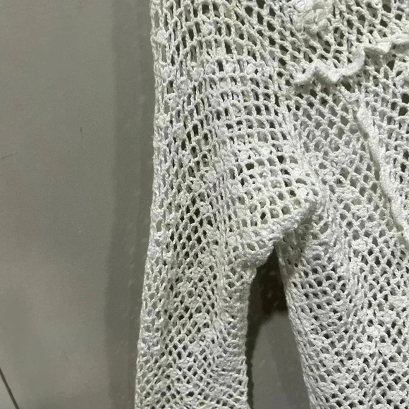 Y2K Design Assets Vintage  Crochet Linen-Cotton Cardigan Women's‎ Sz M - Picture 5 of 9